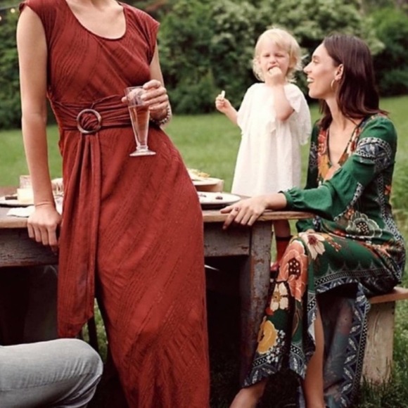 MOULINETTE SOEURS FOR ANTHROPOLOGIE Rusty Red Dress with Belt Size 0 - Picture 1 of 12